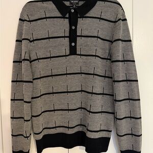 Todd Snyder Black and Gray Striped Sweater
